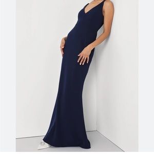Lulu’s Melora navy blue sleeveless v- neck maxi dress mermaid hem size XS NWT